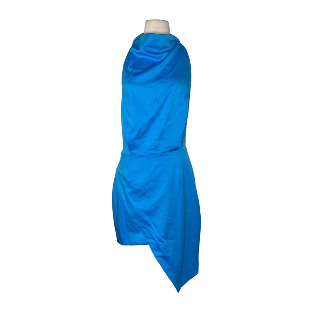 Elliatt Camo Halter Asymmetrical Mini Dress in Cyan Blue - Picture 9 of 9